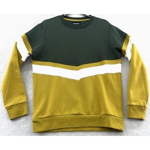 Bonobos Sweatshirt Mens Size S Green & Yellow Supersoft Fleece Crew Long Sleeve